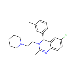 CC1=Nc2ccc(Cl)cc2[C@@H](c2cccc(C)c2)N1CCN1CCCCC1 ZINC000072124510