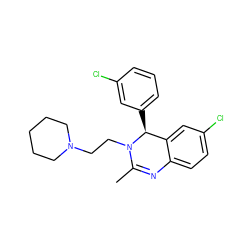 CC1=Nc2ccc(Cl)cc2[C@H](c2cccc(Cl)c2)N1CCN1CCCCC1 ZINC000072123408