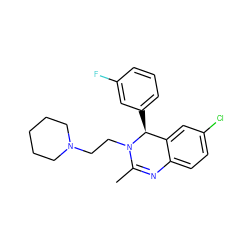 CC1=Nc2ccc(Cl)cc2[C@H](c2cccc(F)c2)N1CCN1CCCCC1 ZINC000072125769