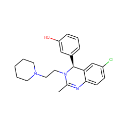 CC1=Nc2ccc(Cl)cc2[C@H](c2cccc(O)c2)N1CCN1CCCCC1 ZINC000072122739