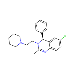 CC1=Nc2ccc(Cl)cc2[C@H](c2ccccc2)N1CCN1CCCCC1 ZINC000072122965