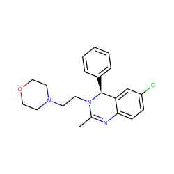 CC1=Nc2ccc(Cl)cc2[C@H](c2ccccc2)N1CCN1CCOCC1 ZINC000072124701