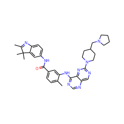 CC1=Nc2ccc(NC(=O)c3ccc(C)c(Nc4ncnc5cnc(N6CCC(CN7CCCC7)CC6)nc45)c3)cc2C1(C)C ZINC000148374343