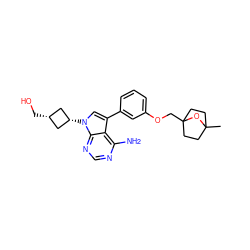 CC12CCC(COc3cccc(-c4cn([C@H]5C[C@@H](CO)C5)c5ncnc(N)c45)c3)(CC1)O2 ZINC000653724626