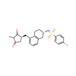 CC1C(=O)C[C@H](Cc2cccc3c2CC[C@H](NS(=O)(=O)c2ccc(Cl)cc2)C3)C1=O ZINC000299823537