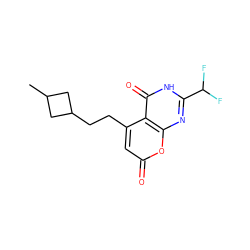 CC1CC(CCc2cc(=O)oc3nc(C(F)F)[nH]c(=O)c23)C1 ZINC000066074467