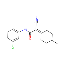 CC1CCC(=C(C#N)C(=O)Nc2cccc(Cl)c2)CC1 ZINC000000233401