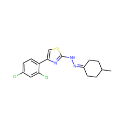 CC1CCC(=NNc2nc(-c3ccc(Cl)cc3Cl)cs2)CC1 ZINC000064417045