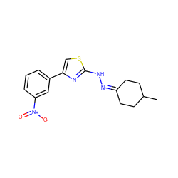 CC1CCC(=NNc2nc(-c3cccc([N+](=O)[O-])c3)cs2)CC1 ZINC000027529343