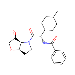 CC1CCC([C@H](NC(=O)c2ccccc2)C(=O)N2CC[C@H]3OCC(=O)[C@H]32)CC1 ZINC000096174259