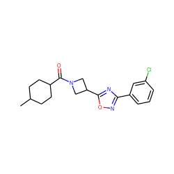 CC1CCC(C(=O)N2CC(c3nc(-c4cccc(Cl)c4)no3)C2)CC1 ZINC000095576696