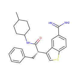 CC1CCC(NC(=O)[C@@H](Cc2ccccc2)c2csc3ccc(C(=N)N)cc23)CC1 ZINC000014950992