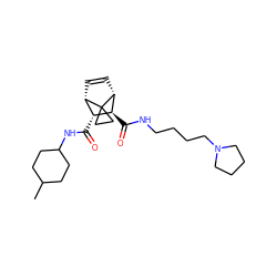 CC1CCC(NC(=O)[C@@H]2[C@@H]3C=C[C@H]([C@H]2C(=O)NCCCCN2CCCC2)C32CC2)CC1 ZINC000168294267