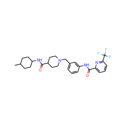 CC1CCC(NC(=O)C2CCN(Cc3cccc(NC(=O)c4cccc(C(F)(F)F)n4)c3)CC2)CC1 ZINC001772657189