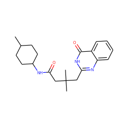 CC1CCC(NC(=O)CC(C)(C)Cc2nc3ccccc3c(=O)[nH]2)CC1 ZINC000008677602