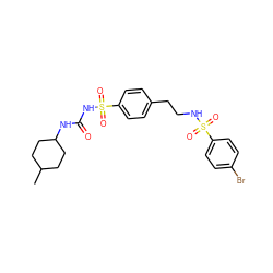 CC1CCC(NC(=O)NS(=O)(=O)c2ccc(CCNS(=O)(=O)c3ccc(Br)cc3)cc2)CC1 ZINC000049878500