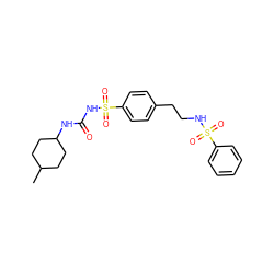 CC1CCC(NC(=O)NS(=O)(=O)c2ccc(CCNS(=O)(=O)c3ccccc3)cc2)CC1 ZINC000040950444