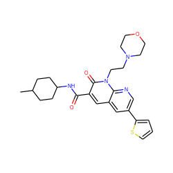 CC1CCC(NC(=O)c2cc3cc(-c4cccs4)cnc3n(CCN3CCOCC3)c2=O)CC1 ZINC000299821976