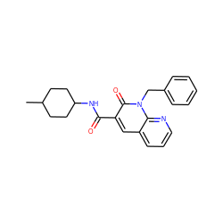 CC1CCC(NC(=O)c2cc3cccnc3n(Cc3ccccc3)c2=O)CC1 ZINC000040401895