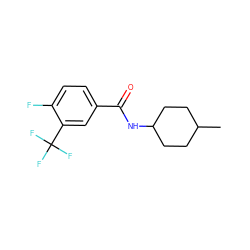 CC1CCC(NC(=O)c2ccc(F)c(C(F)(F)F)c2)CC1 ZINC000043567135