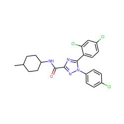 CC1CCC(NC(=O)c2nc(-c3ccc(Cl)cc3Cl)n(-c3ccc(Cl)cc3)n2)CC1 ZINC000036294730