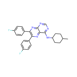 CC1CCC(Nc2ncnc3nc(-c4ccc(F)cc4)c(-c4ccc(F)cc4)nc23)CC1 ZINC000028355636