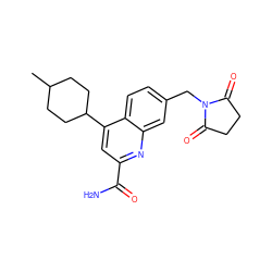 CC1CCC(c2cc(C(N)=O)nc3cc(CN4C(=O)CCC4=O)ccc23)CC1 ZINC000205631196