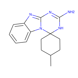 CC1CCC2(CC1)NC(N)=Nc1nc3ccccc3n12 ZINC000003166903