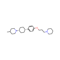 CC1CCN([C@H]2CC[C@@H](c3ccc(OCCCN4CCCCC4)cc3)CC2)CC1 ZINC000261123530