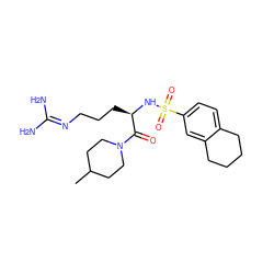 CC1CCN(C(=O)[C@@H](CCCN=C(N)N)NS(=O)(=O)c2ccc3c(c2)CCCC3)CC1 ZINC000027978894