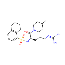 CC1CCN(C(=O)[C@@H](CCCN=C(N)N)NS(=O)(=O)c2cccc3c2CCCC3)CC1 ZINC000027901414