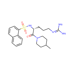 CC1CCN(C(=O)[C@@H](CCCN=C(N)N)NS(=O)(=O)c2cccc3ccccc23)CC1 ZINC000027980150