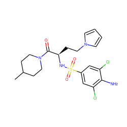 CC1CCN(C(=O)[C@@H](CCn2cccc2)NS(=O)(=O)c2cc(Cl)c(N)c(Cl)c2)CC1 ZINC000115832254