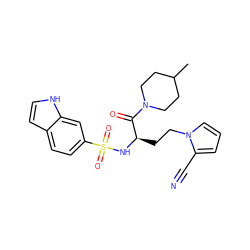 CC1CCN(C(=O)[C@@H](CCn2cccc2C#N)NS(=O)(=O)c2ccc3cc[nH]c3c2)CC1 ZINC000115086523