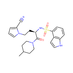 CC1CCN(C(=O)[C@@H](CCn2cccc2C#N)NS(=O)(=O)c2cccc3[nH]ccc23)CC1 ZINC000115079970