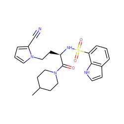 CC1CCN(C(=O)[C@@H](CCn2cccc2C#N)NS(=O)(=O)c2cccc3cc[nH]c23)CC1 ZINC000115075030