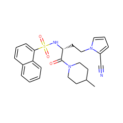 CC1CCN(C(=O)[C@@H](CCn2cccc2C#N)NS(=O)(=O)c2cccc3ccccc23)CC1 ZINC000115172320