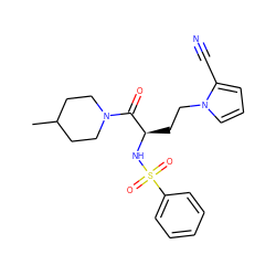 CC1CCN(C(=O)[C@@H](CCn2cccc2C#N)NS(=O)(=O)c2ccccc2)CC1 ZINC000115172688