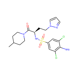 CC1CCN(C(=O)[C@@H](CCn2cccn2)NS(=O)(=O)c2cc(Cl)c(N)c(Cl)c2)CC1 ZINC000115828780