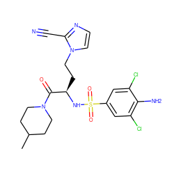 CC1CCN(C(=O)[C@@H](CCn2ccnc2C#N)NS(=O)(=O)c2cc(Cl)c(N)c(Cl)c2)CC1 ZINC000115088497