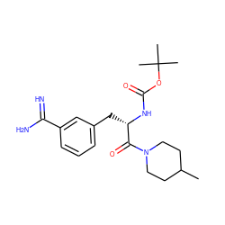 CC1CCN(C(=O)[C@H](Cc2cccc(C(=N)N)c2)NC(=O)OC(C)(C)C)CC1 ZINC000007260654