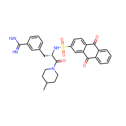 CC1CCN(C(=O)[C@H](Cc2cccc(C(=N)N)c2)NS(=O)(=O)c2ccc3c(c2)C(=O)c2ccccc2C3=O)CC1 ZINC000003834125