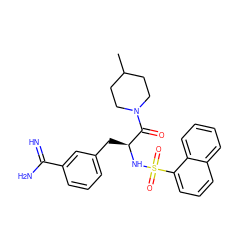 CC1CCN(C(=O)[C@H](Cc2cccc(C(=N)N)c2)NS(=O)(=O)c2cccc3ccccc23)CC1 ZINC000003834122