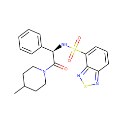 CC1CCN(C(=O)[C@H](NS(=O)(=O)c2cccc3nsnc23)c2ccccc2)CC1 ZINC000003959714