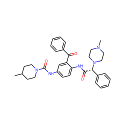 CC1CCN(C(=O)Nc2ccc(NC(=O)[C@@H](c3ccccc3)N3CCN(C)CC3)c(C(=O)c3ccccc3)c2)CC1 ZINC000049757452