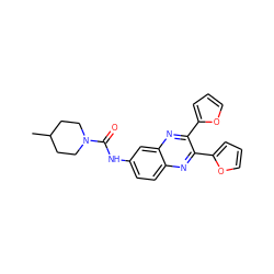 CC1CCN(C(=O)Nc2ccc3nc(-c4ccco4)c(-c4ccco4)nc3c2)CC1 ZINC000004845703