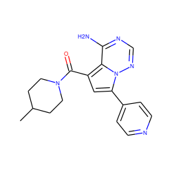 CC1CCN(C(=O)c2cc(-c3ccncc3)n3ncnc(N)c23)CC1 ZINC000169704055