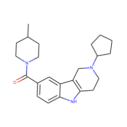 CC1CCN(C(=O)c2ccc3[nH]c4c(c3c2)CN(C2CCCC2)CC4)CC1 ZINC000073197469