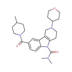 CC1CCN(C(=O)c2ccc3c(c2)c2c(n3C(=O)N(C)C)CCN(C3CCOCC3)C2)CC1 ZINC000082149123