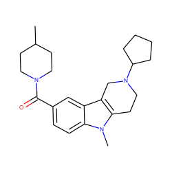 CC1CCN(C(=O)c2ccc3c(c2)c2c(n3C)CCN(C3CCCC3)C2)CC1 ZINC000073197843